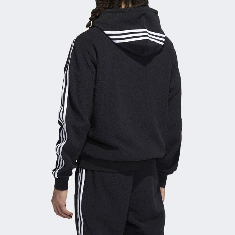 Adidas Originals Trefoil Logo Stripe Sports Hoodie Мужская толстовка с капюшоном черного цвета H31236