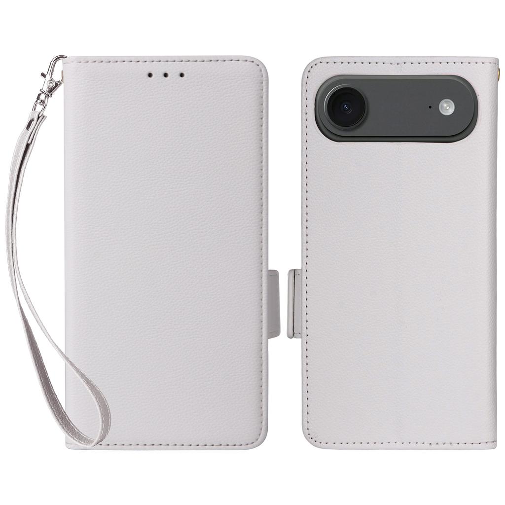 For iPhone Air Case with Wrist Strap Litchi Texture PU Leather Wallet Phone Cover