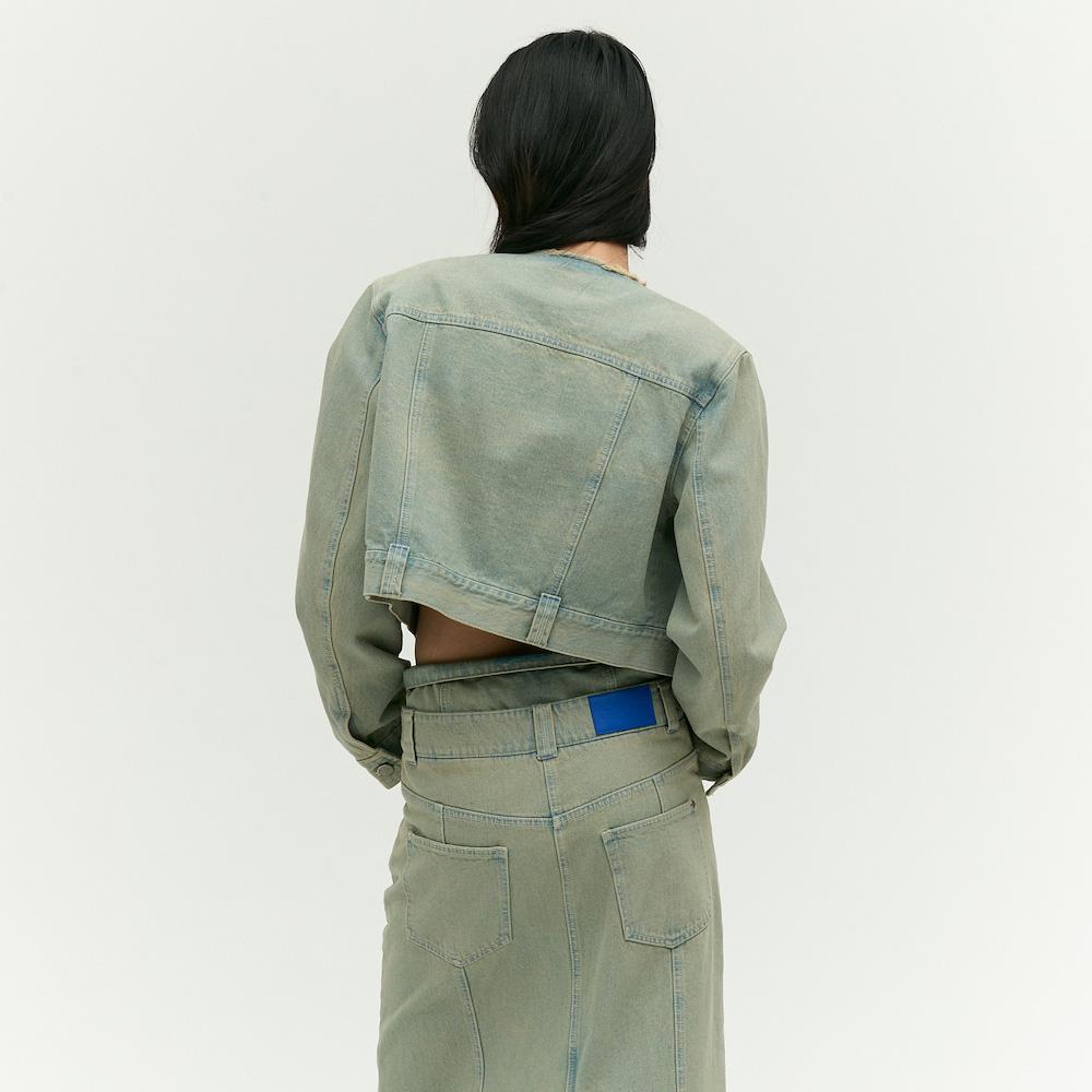 Ebm Belted Washed Denim Jacket Emp2Djk040