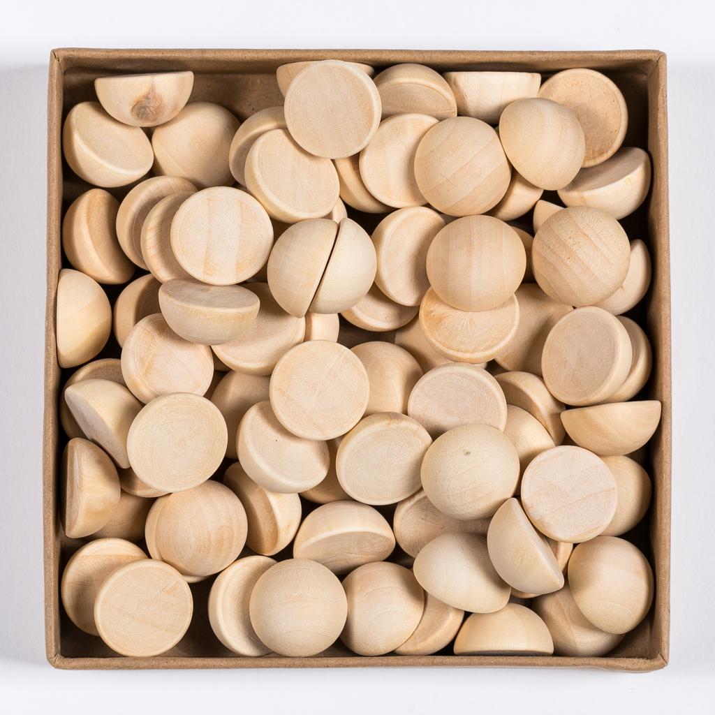 10/20Pcs 15-20MM Semicircle For DIY Jewelry Making Unfinished Accessories Wooden Beads Natural Wooded Spheres Half-faced Balls