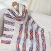 Women Pullover Sweater Hooded Batwing Half Sleeve Tassel Knitting Cape Colorful Striped Asymmetric