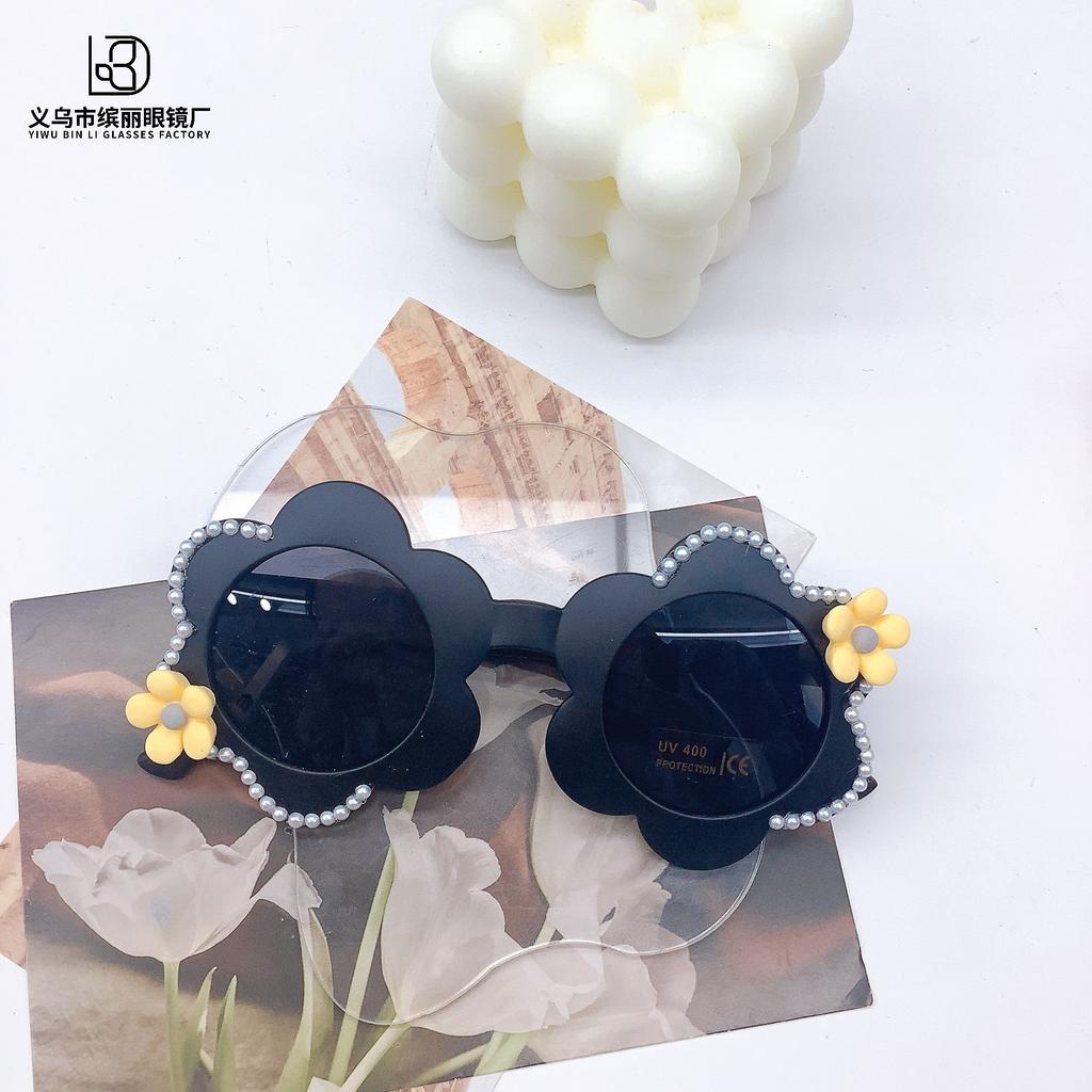 Vintage Diy Children'S Sunglasses Flower Cute Boys And Girls Sunglasses Travel Sun Protection Uv Protection Glasses
