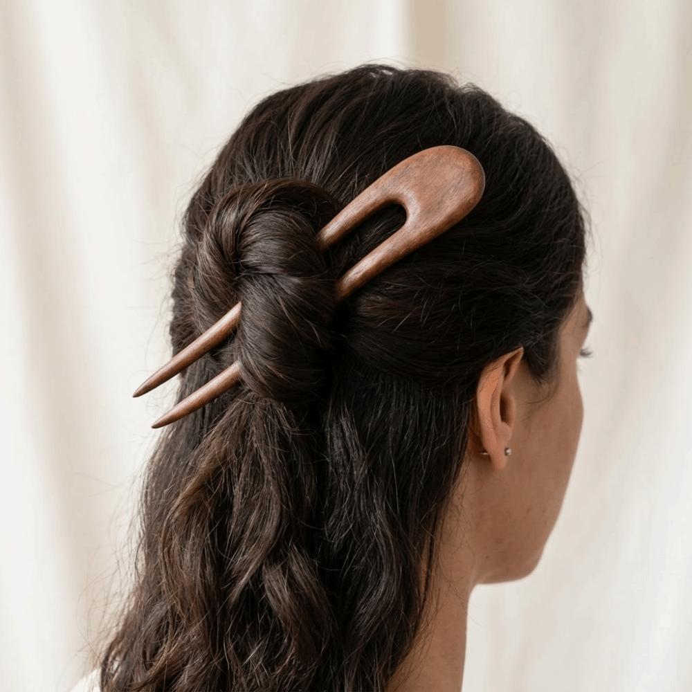 Handmade Wooden Hair Sticks U Shaped Wood Hairpins and Clips Delicate Hair Forks Girls