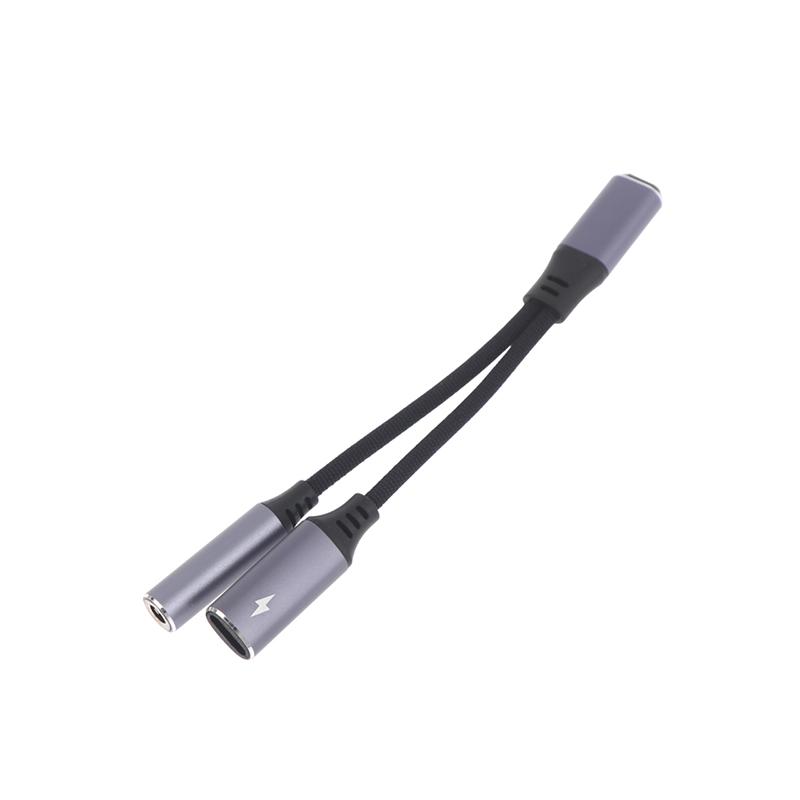 2-в-1 USB-C на 3,5 мм Адаптер для наушников и зарядки PD 60 Вт Кабель для быстрой зарядки Адаптер с разъемом Aux для мобильного телефона Pad