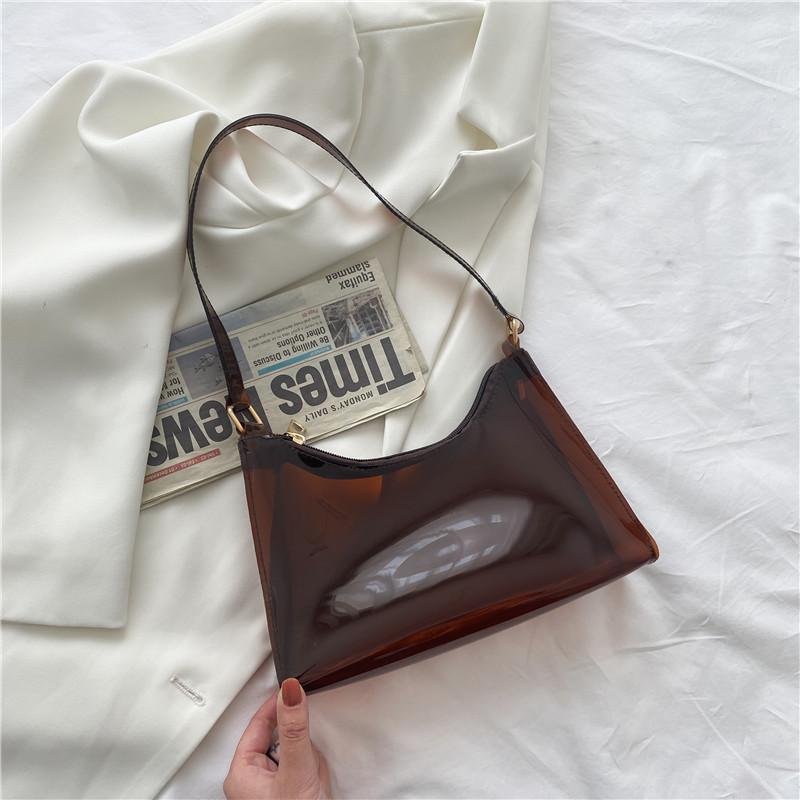 Yogodlns Women Underarm Shoulder Bag PVC Transparent Fashion Designer Small Handbag Purse Jell Hobos Bags Female Summer Top Handle Bags