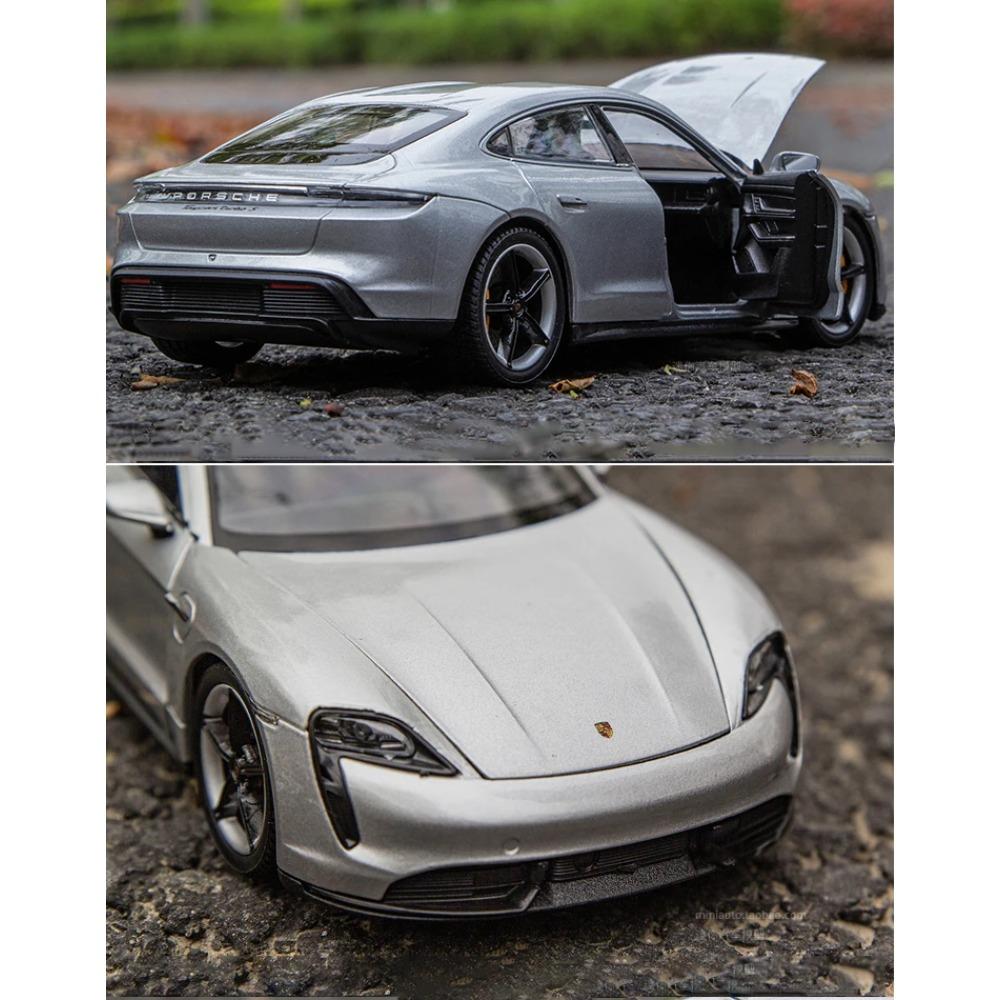 Welly 1/24 Porsche Taycan Turbo S Сплавная машина Литые и игрушечные транспортные средства Модель автомобиля Миниатюрная масштабная модель автомобиля Игрушка для детей