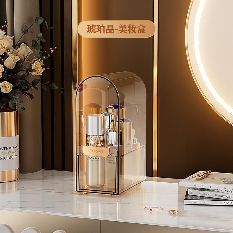 Акриловый органайзер для макияжа, косметический органайзер, пылезащитный настольный стеллаж для хранения ювелирных изделий, комод, чехол для губной помады, полка