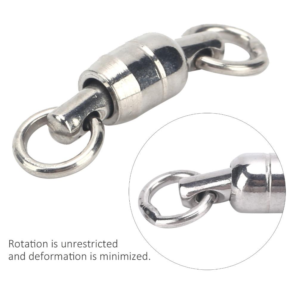 30PCS Stainless Steel Bearing Rotation Ring Dual Ball Fishing Connector Bait Connector