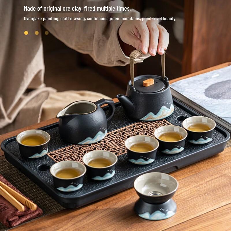 Handun Black Pottery Gongfu Tea Set - Qianli Jiangshan Edition