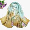Scarves Natural Style Spring and Autumn Printed Flowers and Birds Rectangle Sun Protection Chiffon Scarf