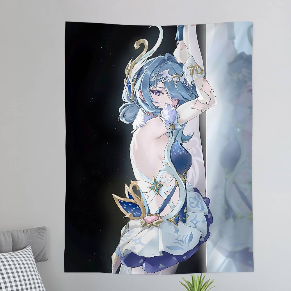 Genshin Impact Odette Spessiva Anime Tapestry Hippie Flower Wall Carpets Dorm Decor Wall Hanging Home Decor