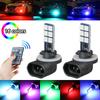 2Pcs 12V RGB LED Car Fog Lights Headlights Remote Control Car Lamps