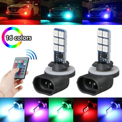 2 шт. 12 В RGB светодиодные автомобильные противотуманные фары фары пульт дистанционного управления автомобильные лампы