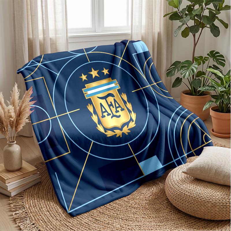 Argentina Football Printed Flannel Blanket Skin Friendly Warm Decorative Throw for Indoor Couch Bed Daily Use