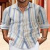 Men's Summer Fashion Casual Men's Striped Shirt Casual Loose Long Sleeved Shirt