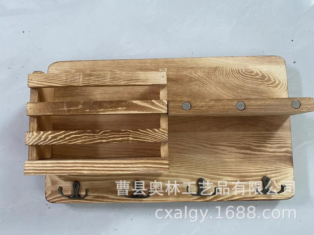 Креативная деревянная настенная полка, многофункциональный крючок для ключей, настенный стеллаж для хранения вещей в гостиной, подвесные полки для дома