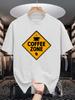 Unisex Crew Neck Tee Coffee Zone Retro Sign Letter Graphic Print Soft Cotton Loose Short Sleeve Summer Casual Male Streetwear Tops