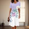 Women's Fashion Graceful Flower Print Summer Spring Short Sleeve O-Neck Casual Dresses
