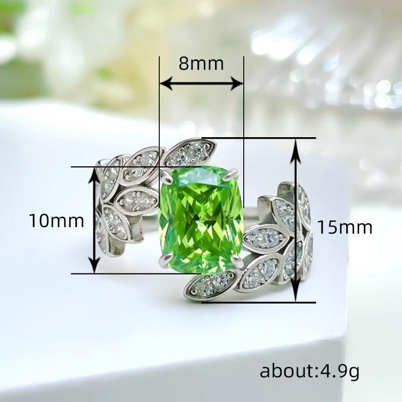 Кольца женские Sterling Light Green CZ Feather Design, оригинальные свадебные кольца, аксессуары для вечеринок и юбилеев