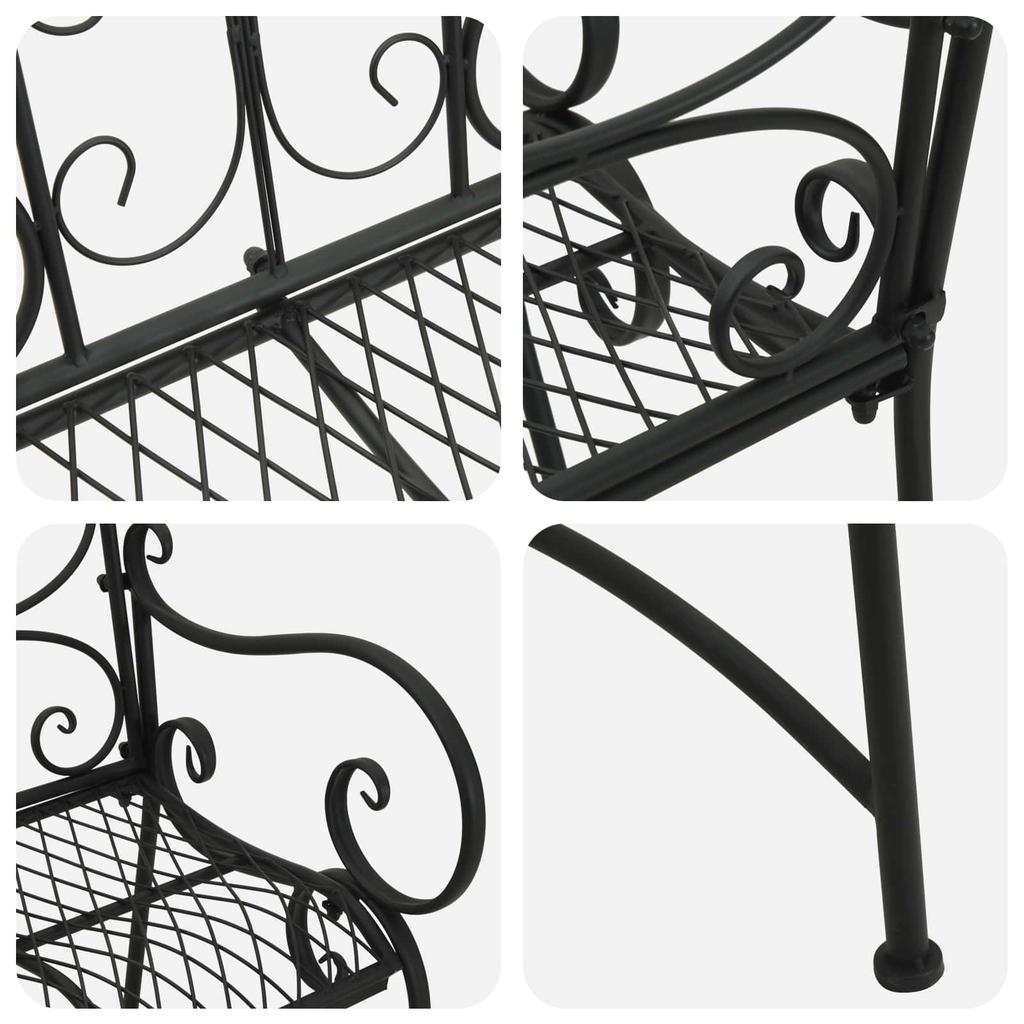 Garden Bench 2 Seater 114 x 56.5 x 90 cm Steel Black