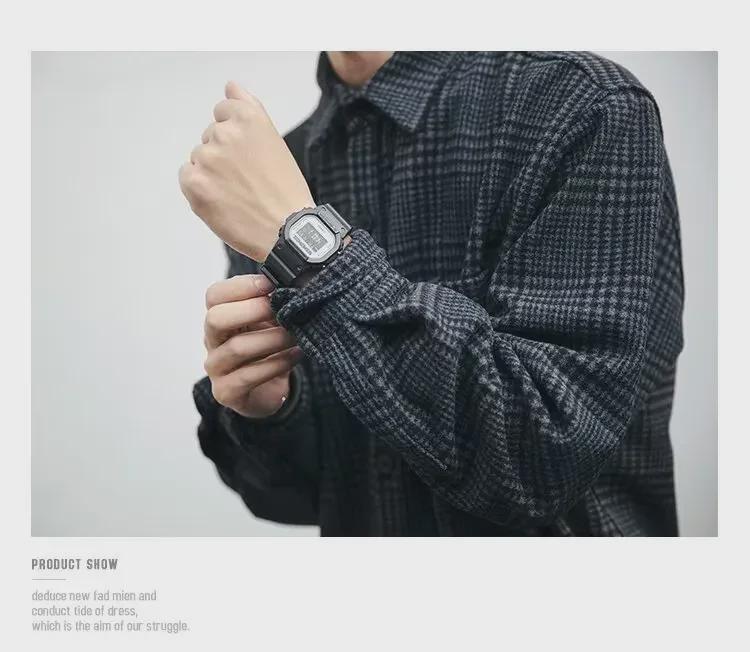 Мужская рубашка в японском стиле в ретро-стиле — с длинным рукавом, модная, свободного кроя, повседневная куртка на весну и осень