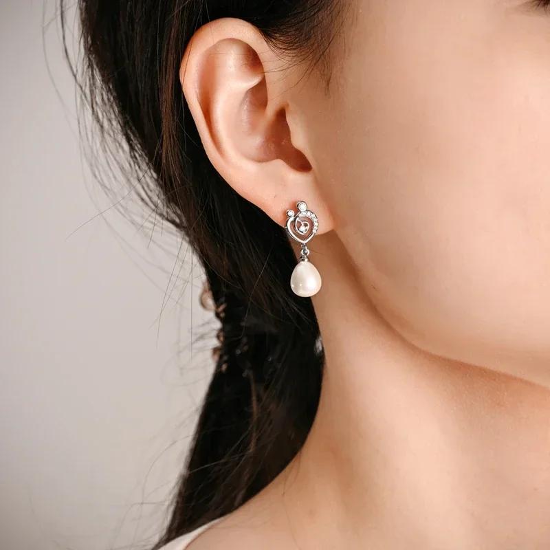 Роскошные Медно-розовые Блестящие Сердечки Жемчужные Серьги Глиттер Ирис Бабочка Серьги-пусеты Зрелый Гламур Женские Ювелирные Аксессуары