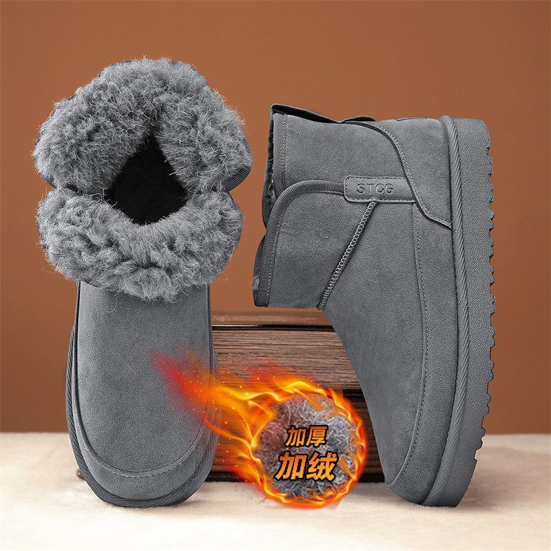 Мужские зимние теплые ботинки для снега, нескользящая хлопковая обувь, бархатные теплые ботинки, хлопковая мужская обувь, высокие зимние ботинки для отдыха на природе
