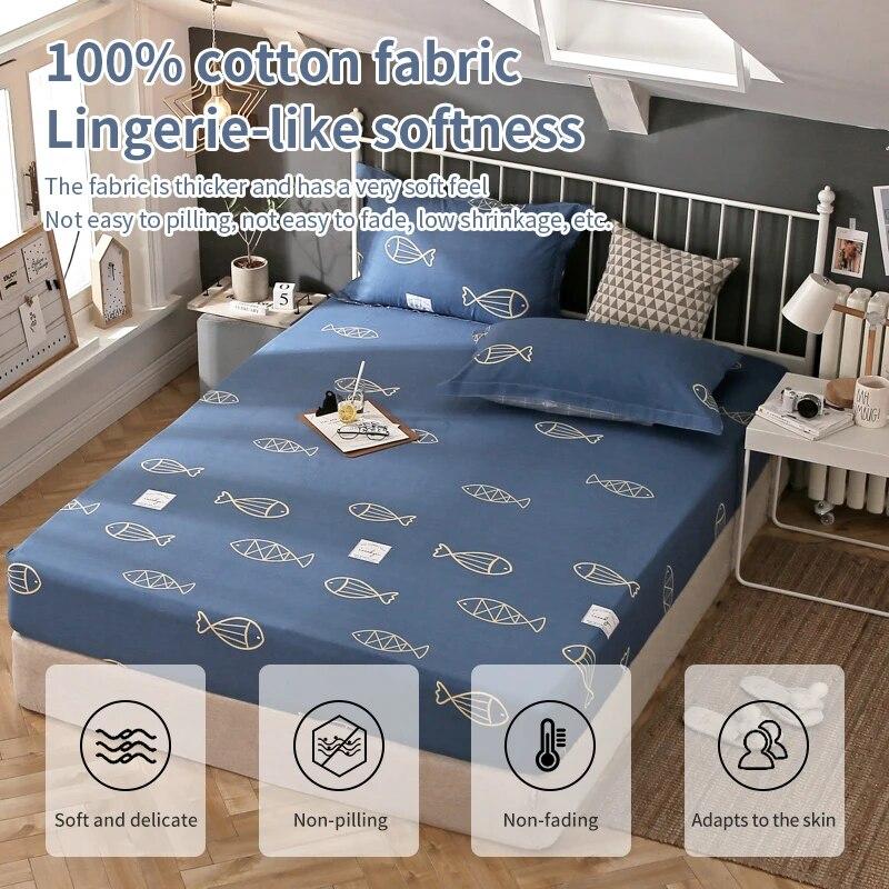 Простыня из 100% хлопка, 1 шт., для односпальной/парной кровати, дышащая противоскользящая мягкая ткань, впитывающая пот, 16 размеров