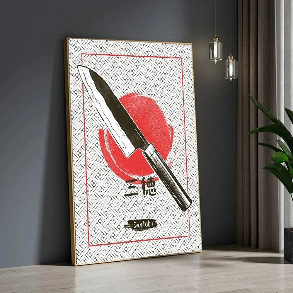 Японское аниме-арт самурайские мечи, печать плакатов для домашнего декора, абстрактный Накири Бунка Бутакири, нож, холст, картина, настенное искусство, без рамки