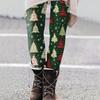 Women's Casual Outdoor Christmas Pattern Slim Fitting Elastic Yoga Pants Cropped Pants