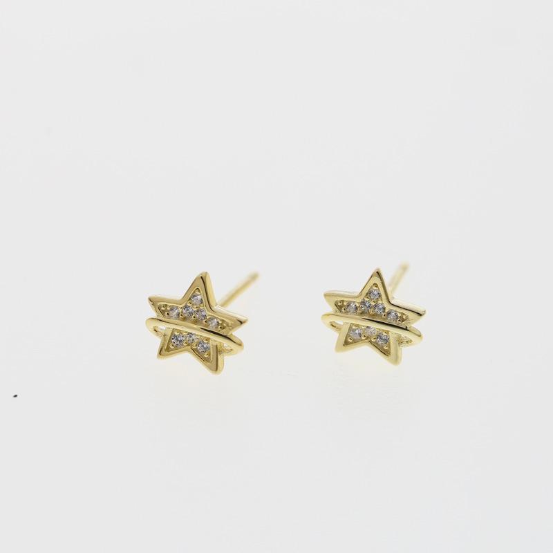 Diamond Five-pointed Star Earrings for Women Korean Version Small Cute Exquisite and Sweet Earrings Fashionable and Versatile Earrings
