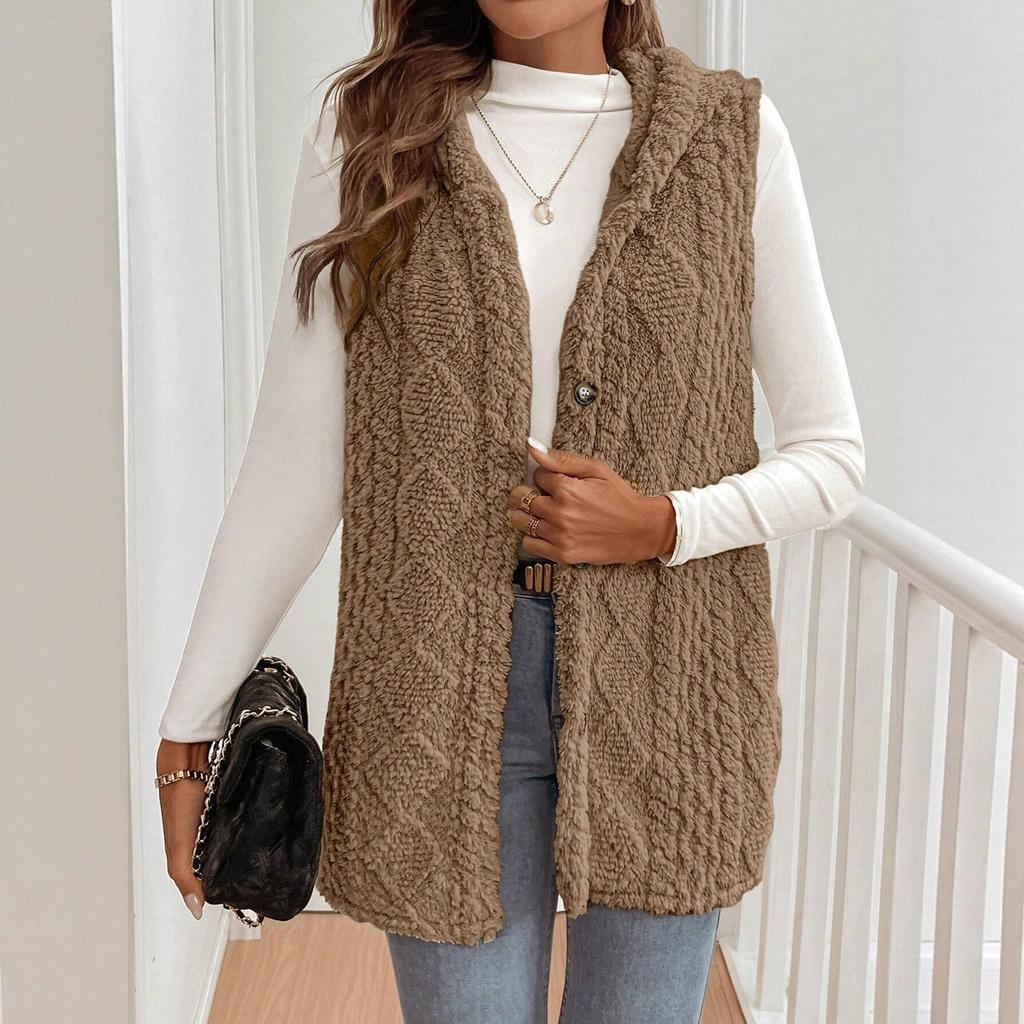 Women Long Trendy Plain Sleeveless Jacket Lightweight Warm Gilet Coat Outerwear