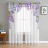 Purple Blue And White Lilac Flowers Tulle Window Curtain For Living Room Bedroom Voile Sheer Curtains Kitchen Treatments Drapes