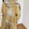New Sweet Scarf Plaid Mohair Color Matching Plaid Small Fresh and Fashionable Warm Fringed Shawl Scarf
