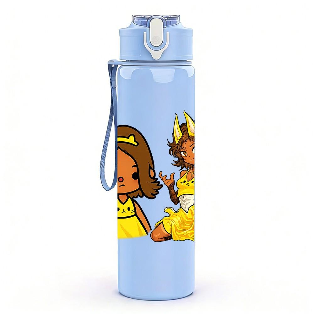 1PC Two Little Princess Girls 750ml Color Plastic Sports Water Bottle Leakproof Flip Straw Lid Suitable for Sports Office Home Use