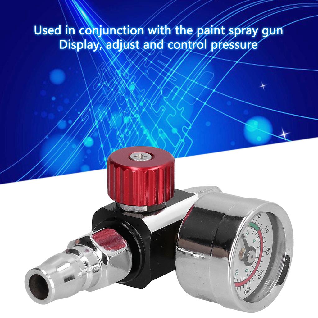 G1/4in Thread Spray Paint Gun Air Pressure Regulator Pressure Regulating Adjusting Valve Gauge