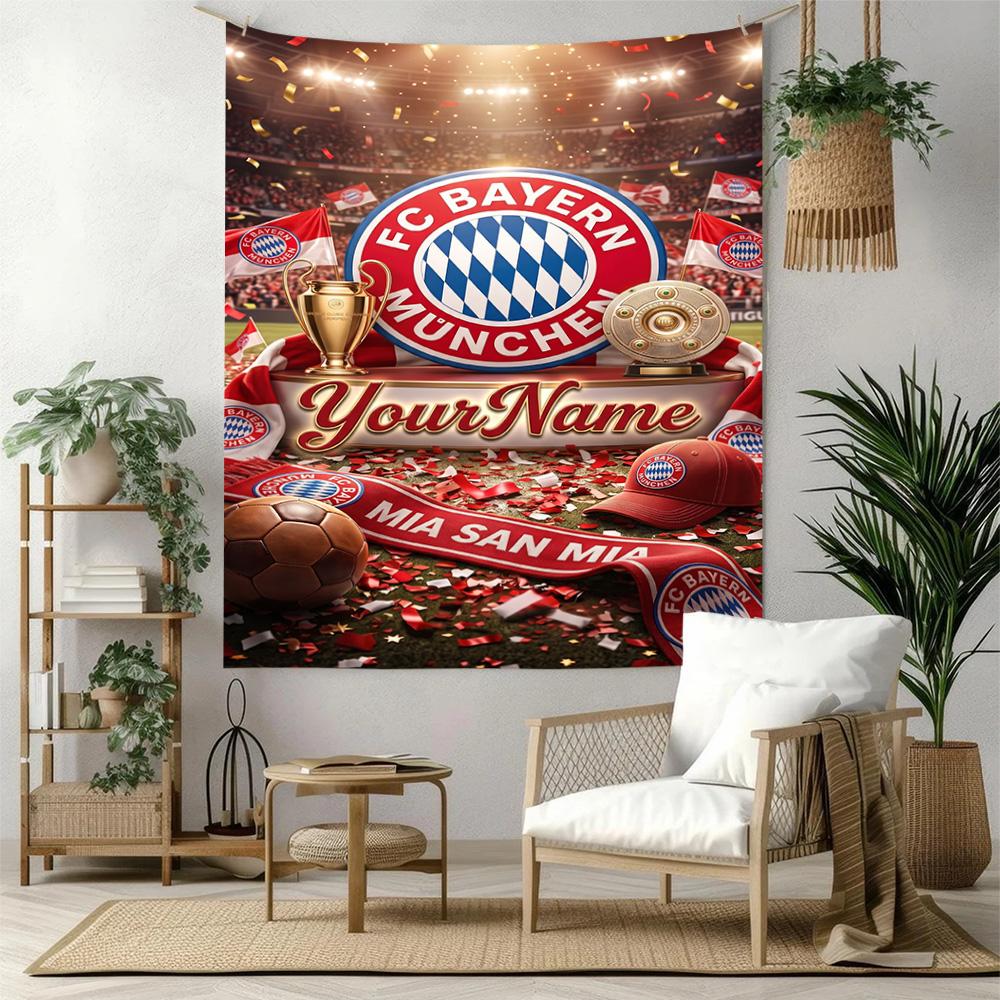 Fc Bayern Mnchen Custom Your Name Wall Decor Tapestry Art For Pet Memorial Birthdaywedding Party Backdrop Family Gift