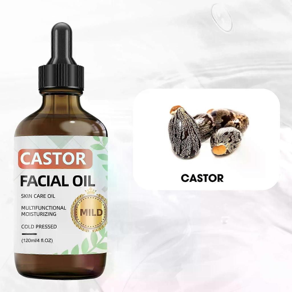 Pure Cold-Pressed Castor Oil, 120ml Organic Facial & Body Oil for Moisturizing Skin