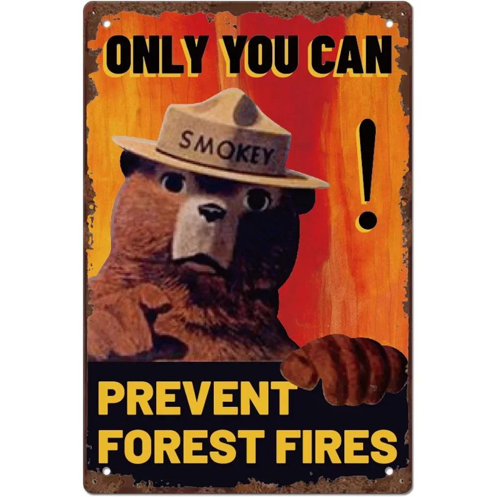 Warning Metal Tin Signs Plaque Prevent WildFires Wall Decoration Vintage Iron Painting Art Posters for Forest Home Cafe Club Bar