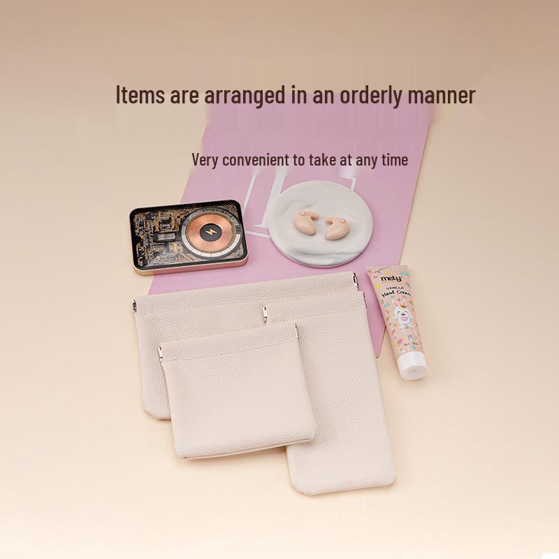 Однотонная сумка для хранения большой вместимости для кабелей, наушников и косметики с автоматическим закрытием и узором личи