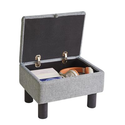 Aibiju Linen Массив дерева Хранение 150 кг Вес На петлях Синий Пуф, Подставка для ног, Ткань, Высокая упругость, Ножки, Табурет, Маленький, 403024 см, Вместимость, Крышка,