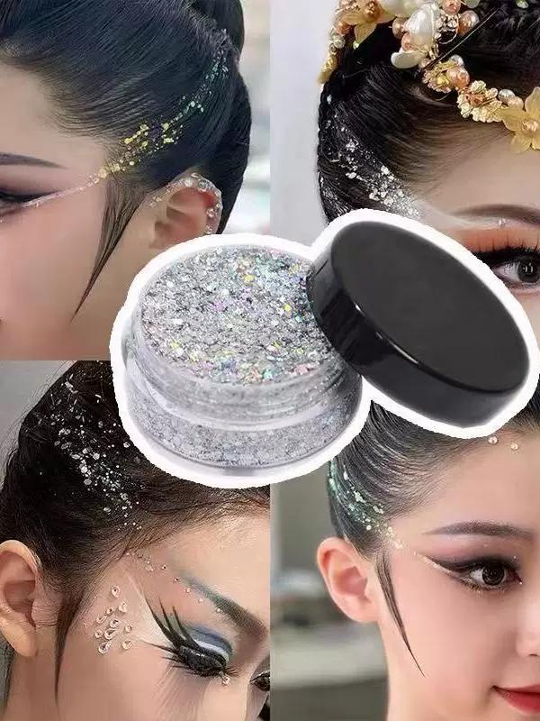 Specialized Makeup for Performances, Stage Makeup, Glitter and Rhinestone Face Gel, Hair and Eye Shadow, Sparkling Hair Glitter