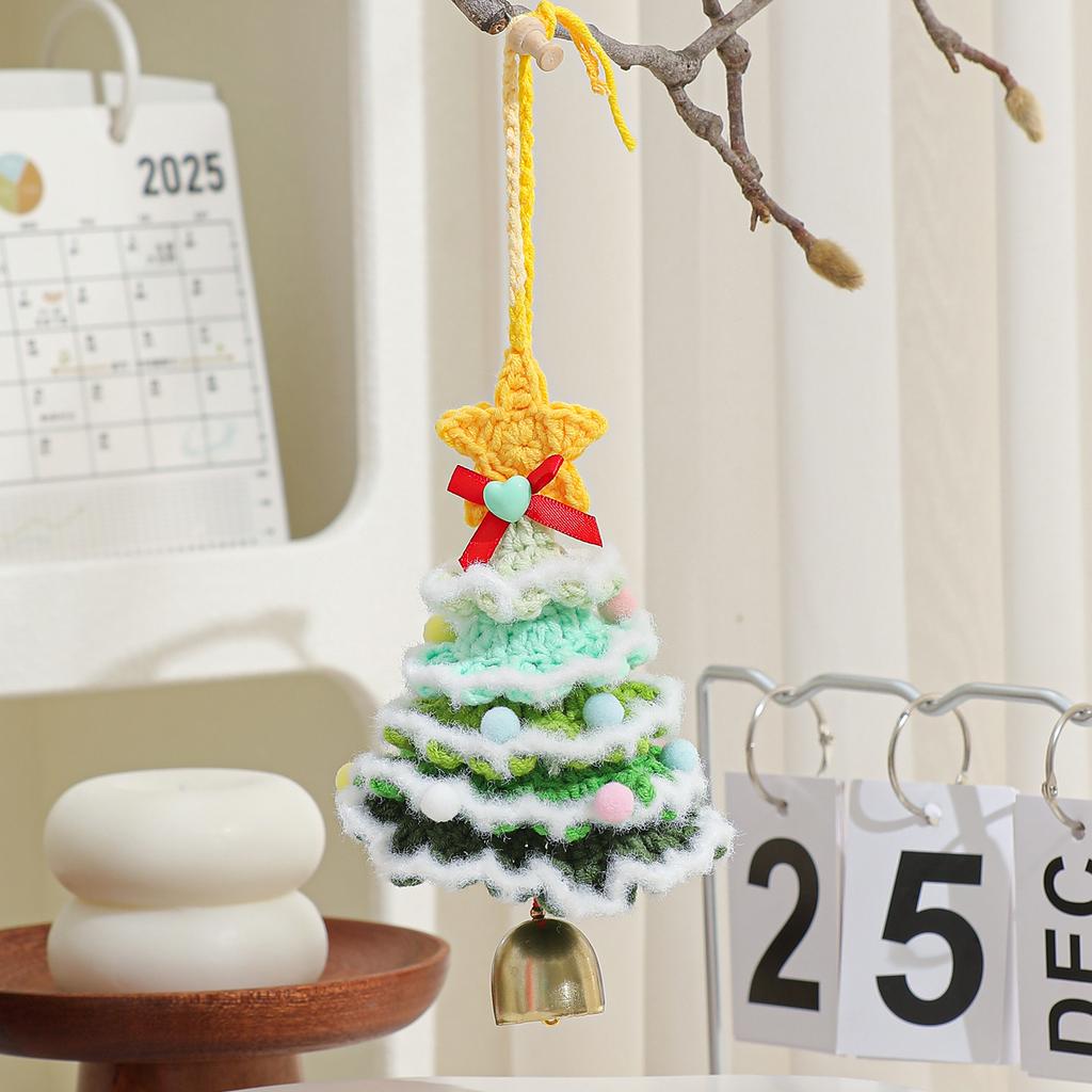 Plush Christmas Pendant Wool Crocheted Christmas Tree Small Ornaments Christmas Decoration Car Pendant