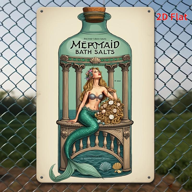Винтажная русалка Морские существа Металлическая настенная art-постер Высокое разрешение Классический морской знак для дома Бара Кафе Декор