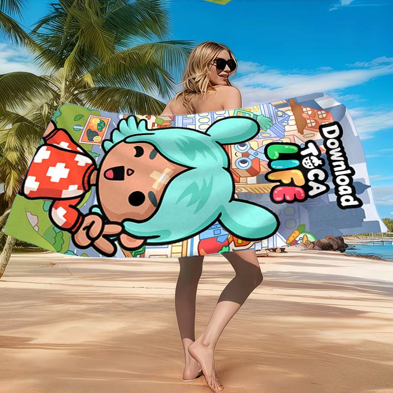 Vibrant World Of Toca Life Beach Towel, Quick-drying, Easy to Care for, Suitable for Both Fitness and Beach Vacations,Sports Essential