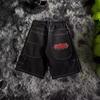 Men's Y2K Retro Hip Hop Embroidered Denim Shorts - High Waist, Casual & Versatile.
