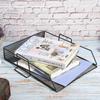 Desktop Tray Organizer Document Letter File Rack Iron Storage Bookshelf Office Supply