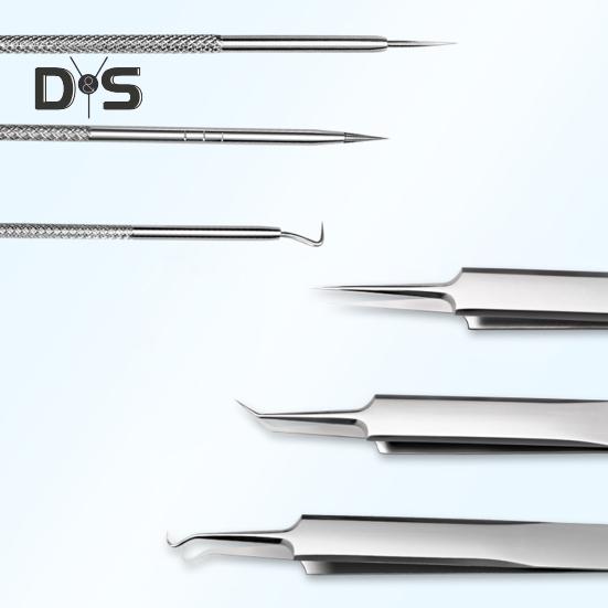 Набор из 7 инструментов для удаления черных точек из нержавеющей стали, набор для удаления угрей, профессиональное средство для удаления черных точек, белых угрей и прыщей для лица