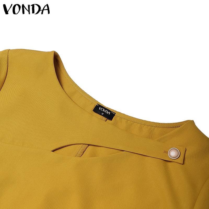VONDA Women Short Sleeve Cutout Casual Elegant T-shirts Tops