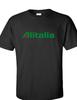Alitalia Ретро Логотип Итальянская Авиакомпания Черная Хлопковая Футболка с Коротким Рукавом